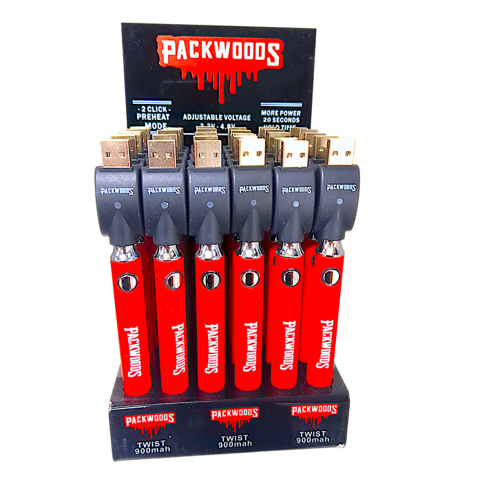 Packwoods Twist Battery 900mah Display - 30 Count 12dis/cs