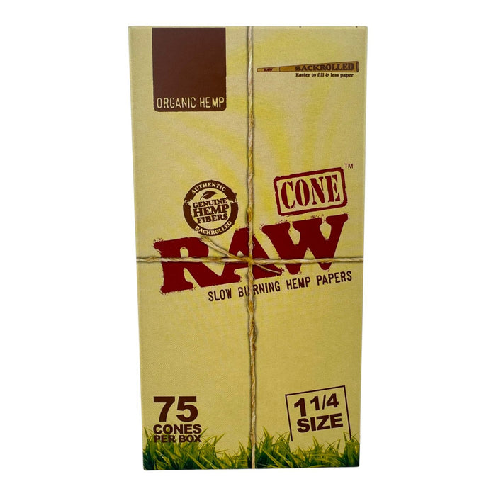 RAW Organic Hemp 1 1/4" Size Pre-rolled Cones 75ct Box | 24pc/cs