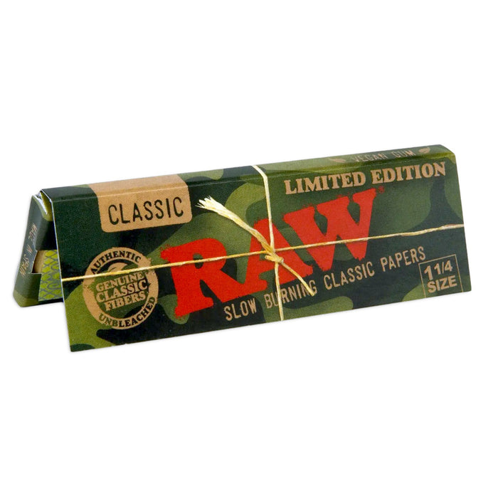 Raw Classic Camo 1 1/4" Size Rolling Paper | 24 Packs/Display