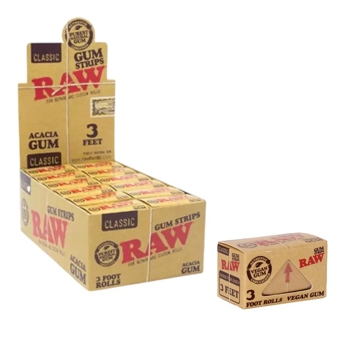 Raw Classic Gum Strips (3 Feet / 24 Per Box)  | 30 Displays / Case