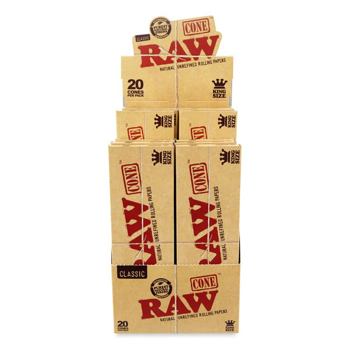 Raw King Size Classic Cones (20 cones per pack / 12 Packs Per Display)