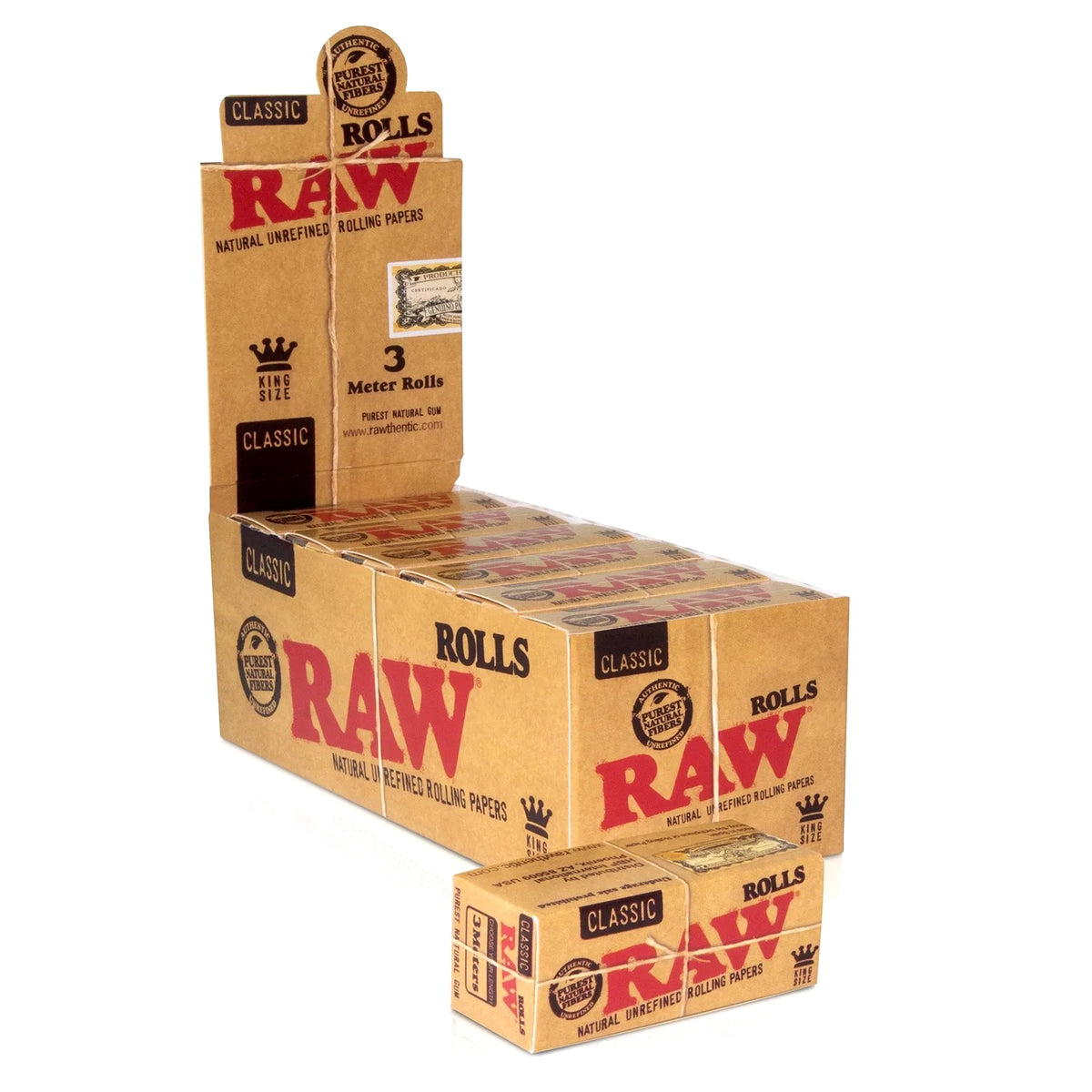 Raw Rolls Classic King Size Rolling Paper (3 Meter Roll / 12 Per Box ...