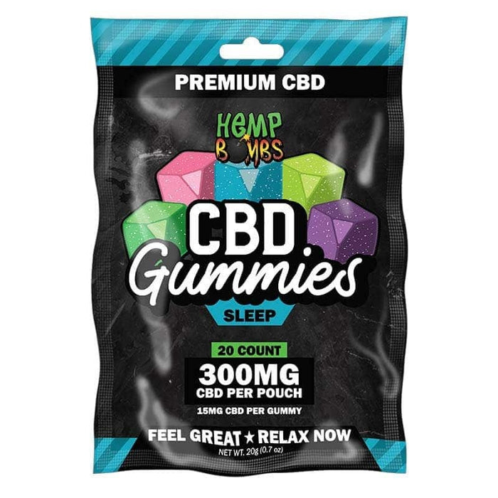 Hemp Bombs - CBD Sleep Gummies 20-count (15mg CBD & 5mg Melatonin Per Gummy) Single Pack 300mg  ...