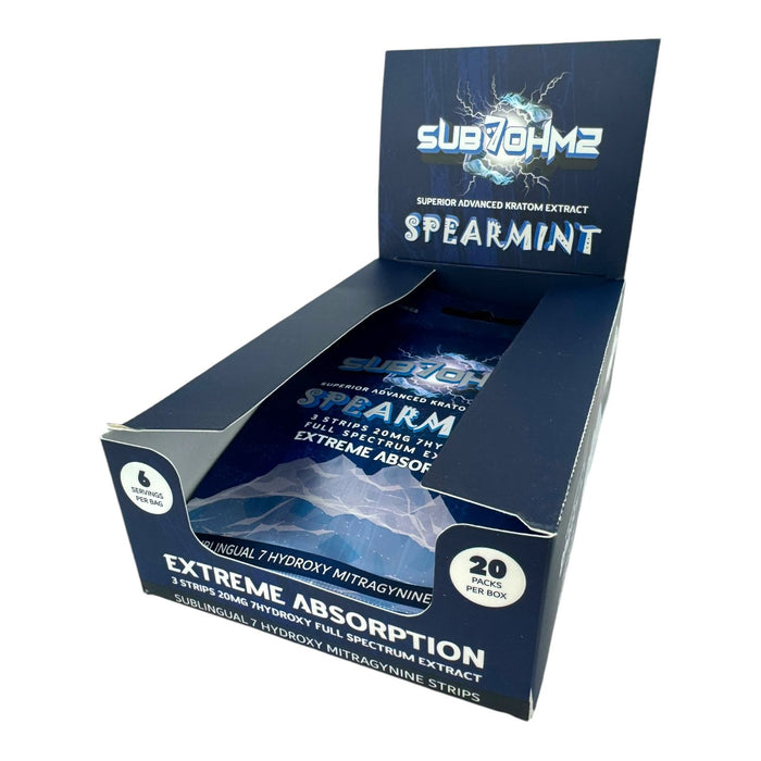 Sub7ohms Spearmint Full Spectrum 7-OH 20mg 3 Strips/Pack - 20 Pack Display | 20 Displays / Case