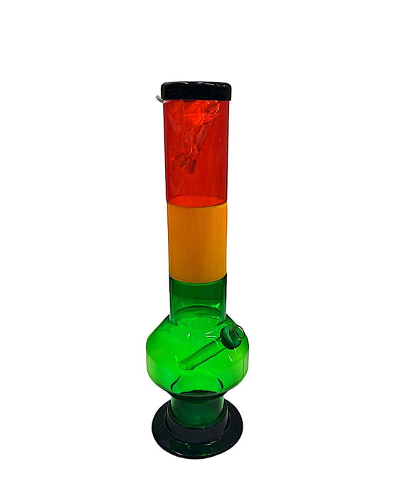 Rasta Color Acrylic Water Pipe 12" Pull Up