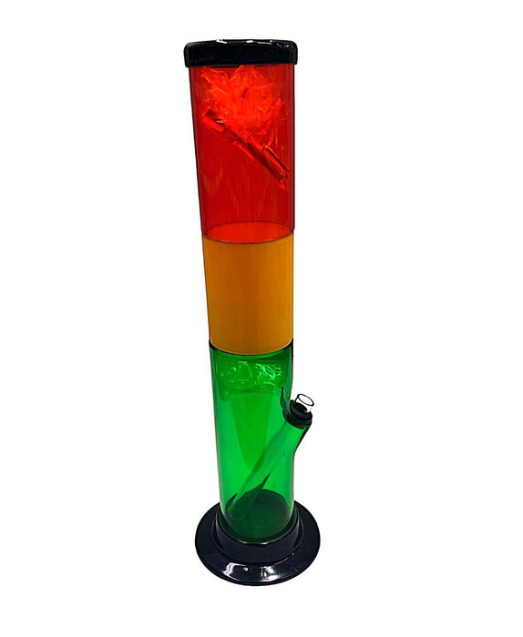 Rasta Color Acrylic Water Pipe 12" Pull Up