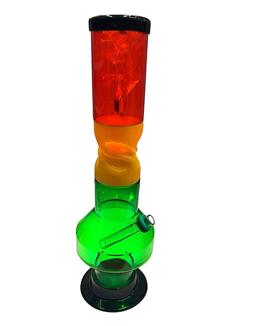 Rasta Color Acrylic Water Pipe 12" Pull Up