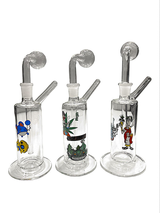 G/G 14mm Clear Vertical Barrel with Base OB Water Pipe - Assorted Decal