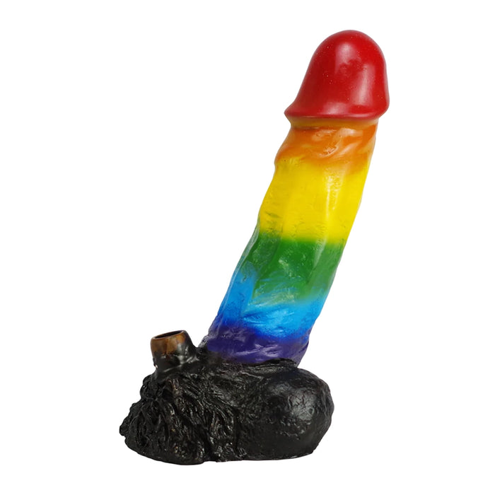 Hand Crafted Rainbow John Holmes Large Penis Pipe