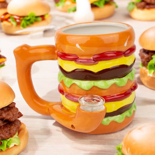 5" Double Cheeseburger Hamburger Novelty Mug Pipe #5071