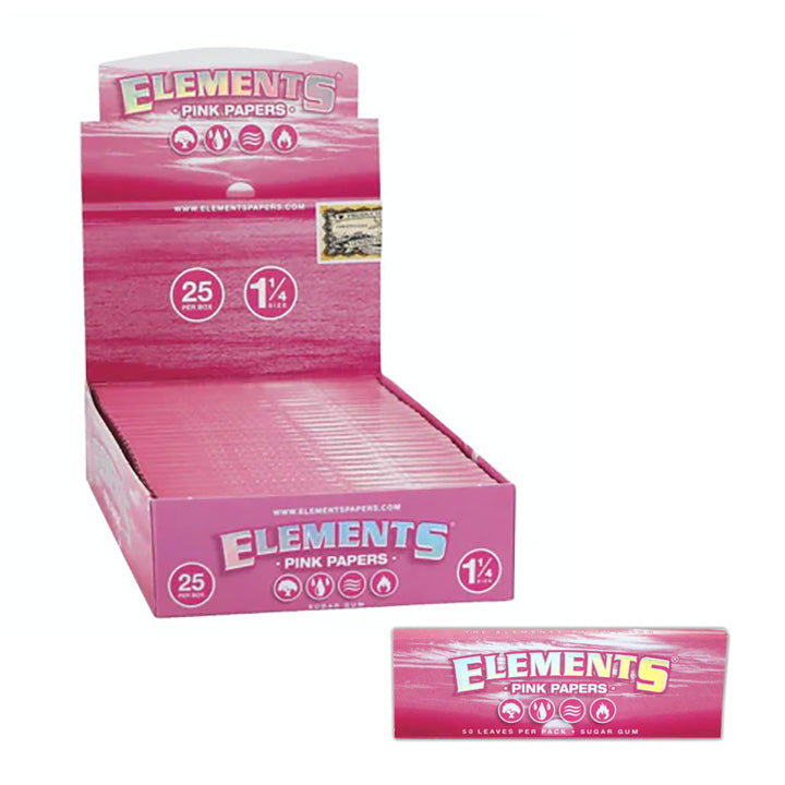 Elements Pink 1 1/4 Rolling Papers (50 Leaves Per Book/50 Booklets per ...