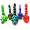 14" Skull Swirl Glass Glow in the Dark  Water Pipe