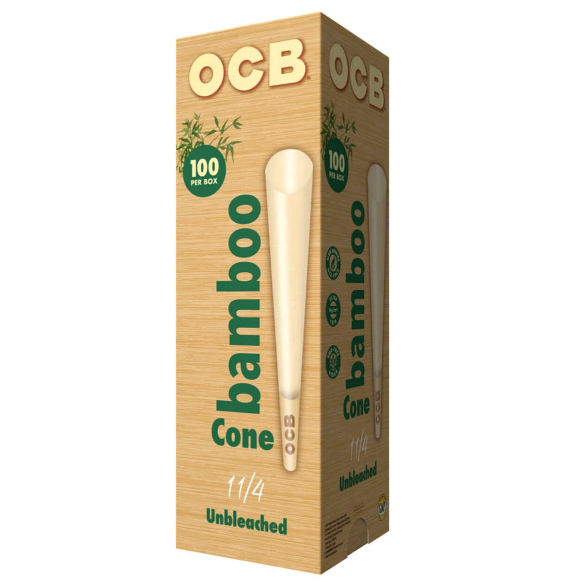 OCB Bamboo Unbleached Rolling Paper Cones 1 1/4 Size 100 Box – SmokeTokes